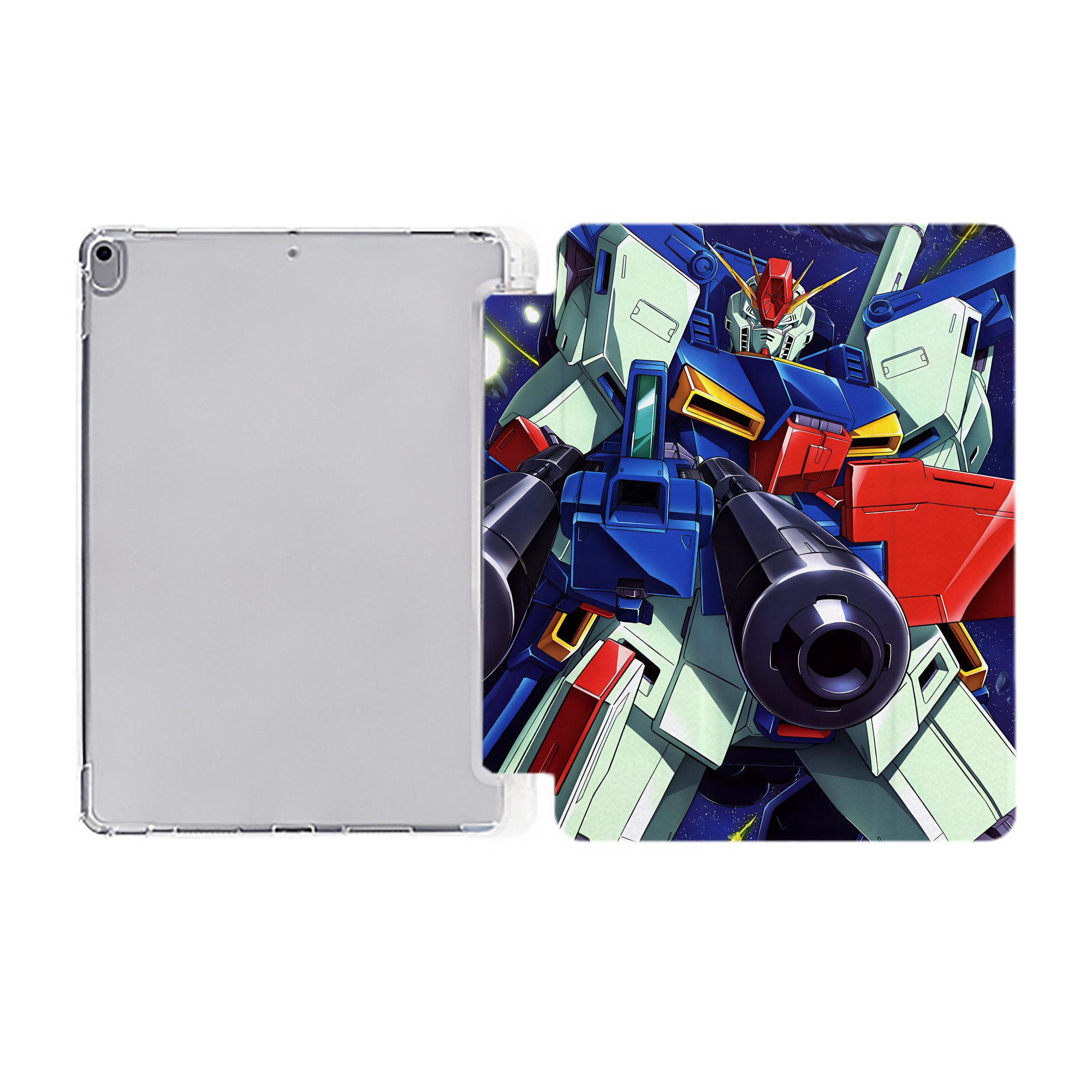 （画像用） 機動戦士ガンダム Mobile Suit Gundam IPad ケース ペン収納付き 三つ折りスタンド PUレザー×シリコン 対応機種9.5/10.5/10.9インチ